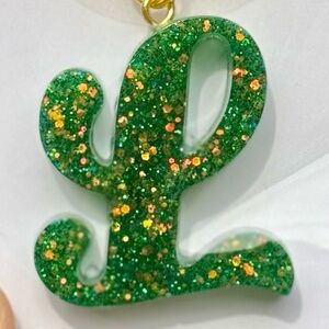 Green Glitter Initial Keychain